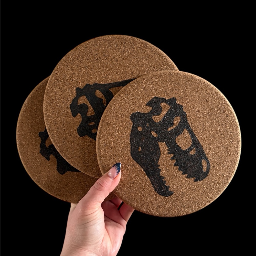 Dinosaur Skull Cork Coasters (Trivet)
